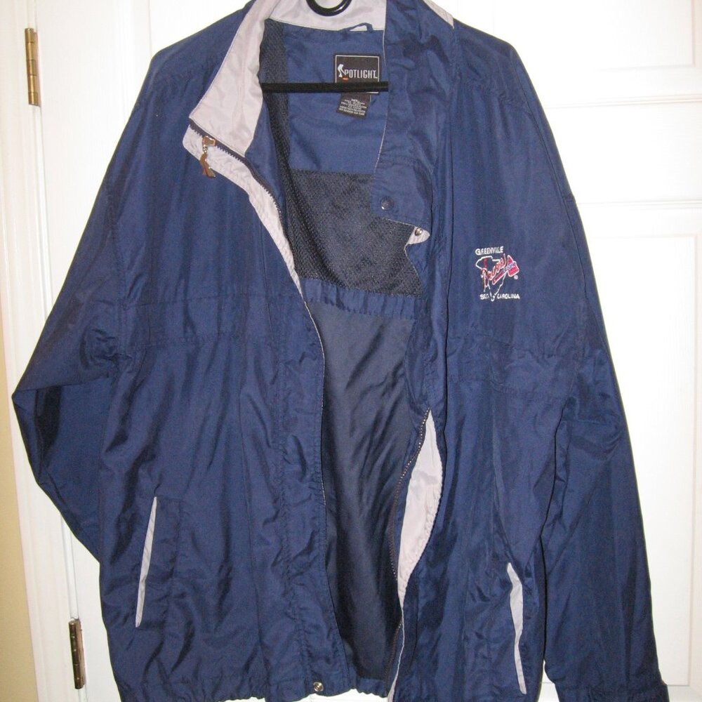 Vintage Greenville Braves Baseball Nylon Hooded Windbreaker Spotlight Size XL